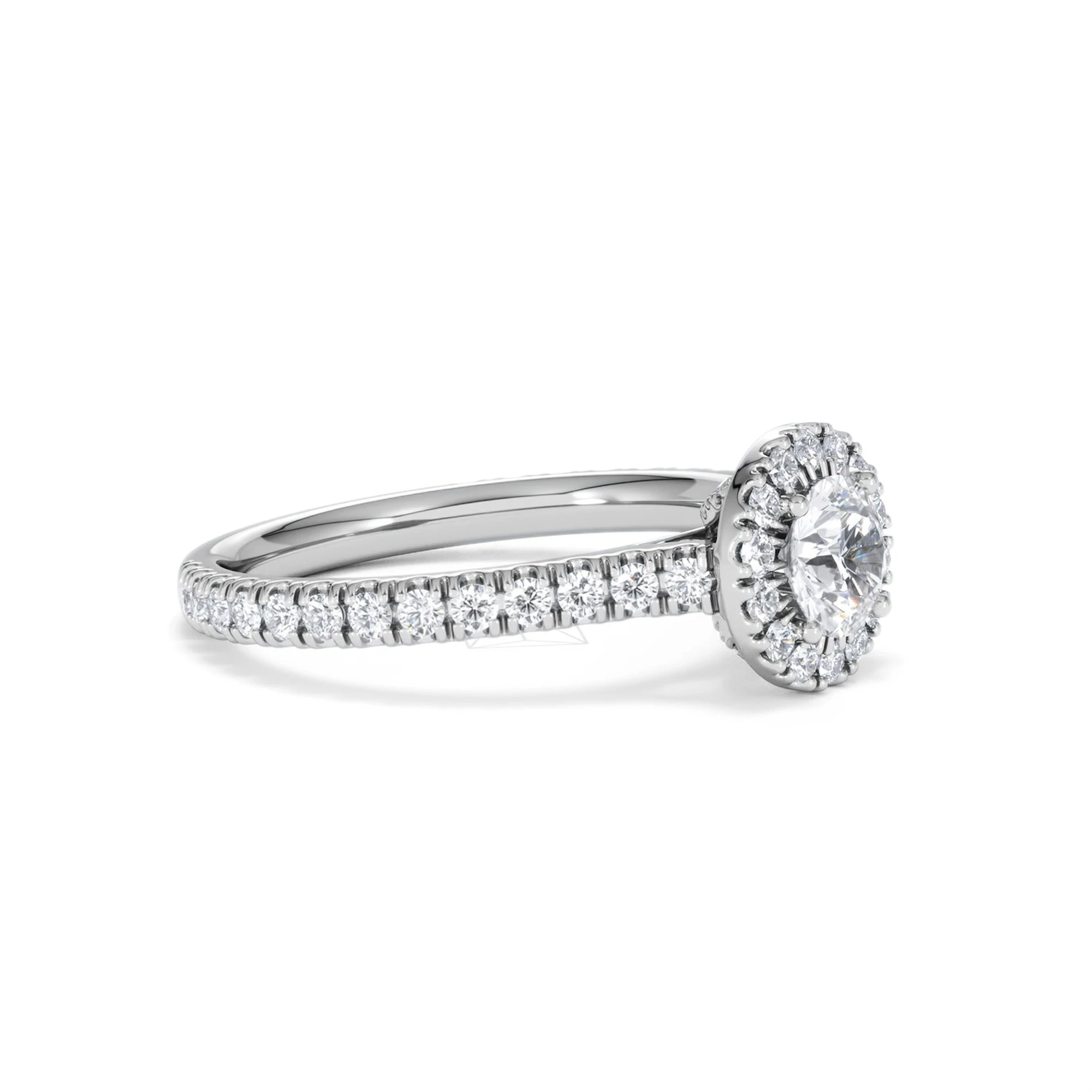 Reina Lab Diamond Halo Engagement Ring in 18K White Gold 1.10ct F/VS1