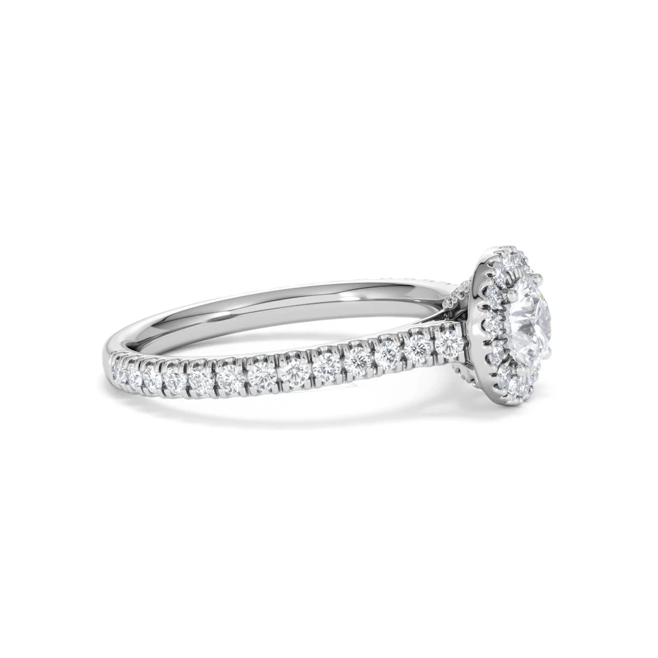 Reina Diamond Halo Engagement Ring in 18K White Gold 1.10ct G/SI2