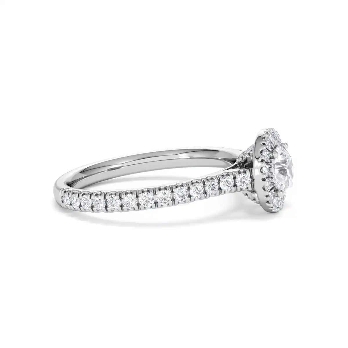 Reina Lab Diamond Halo Engagement Ring in 18K White Gold 1.10ct F/VS1