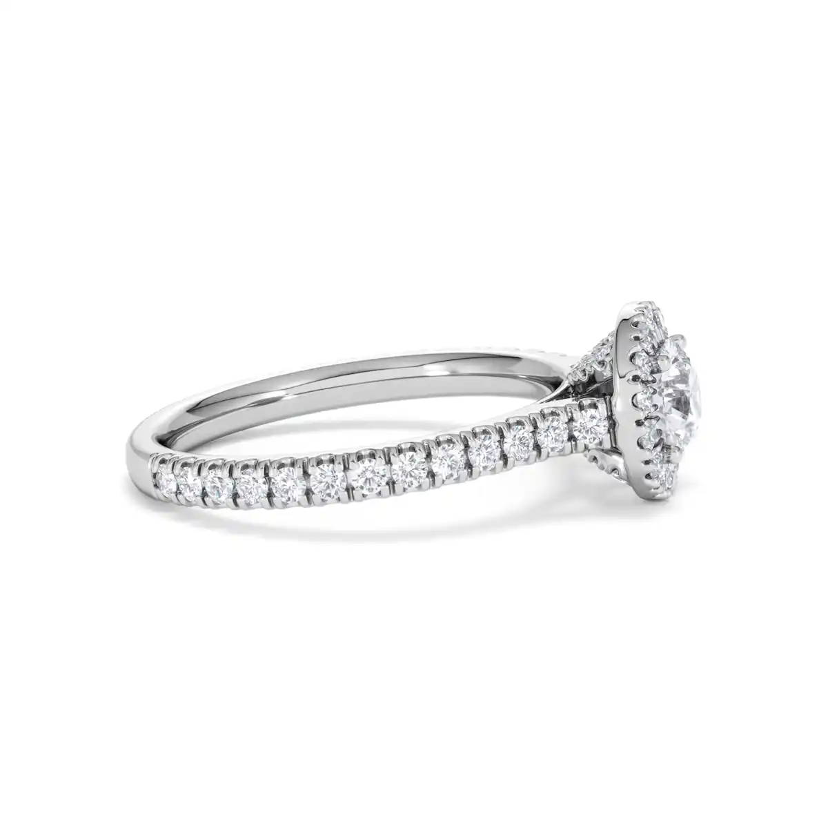 Reina Lab Diamond Halo Engagement Ring in 18K White Gold 1.10ct F/VS1