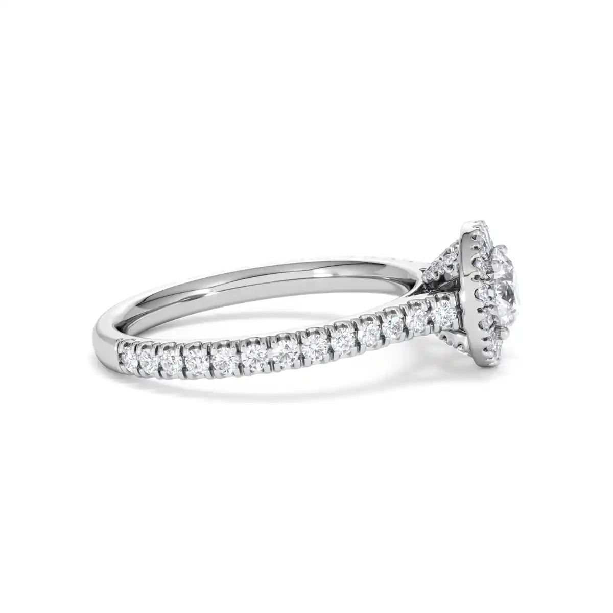 Reina Lab Diamond Halo Engagement Ring in 18K White Gold 1.10ct F/VS1