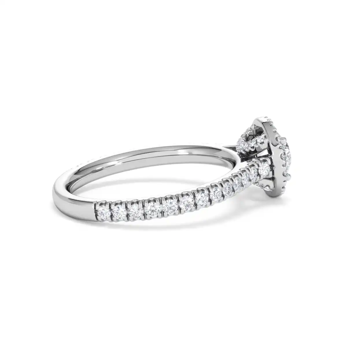 Reina Lab Diamond Halo Engagement Ring in 18K White Gold 1.10ct F/VS1