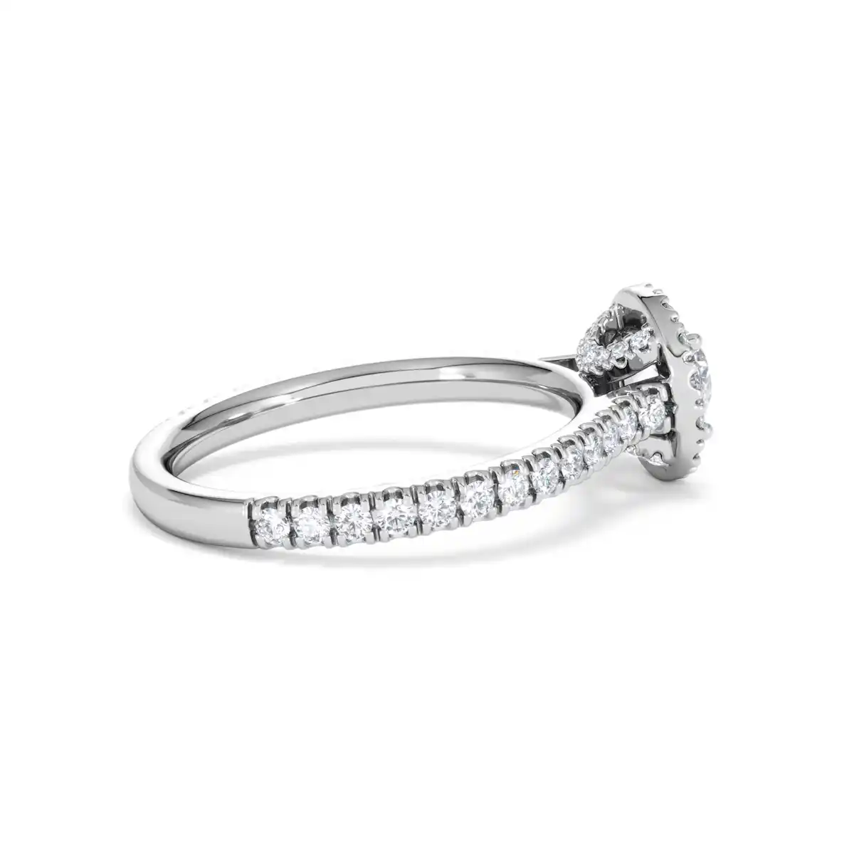 Reina Lab Diamond Halo Engagement Ring in 18K White Gold 1.10ct F/VS1
