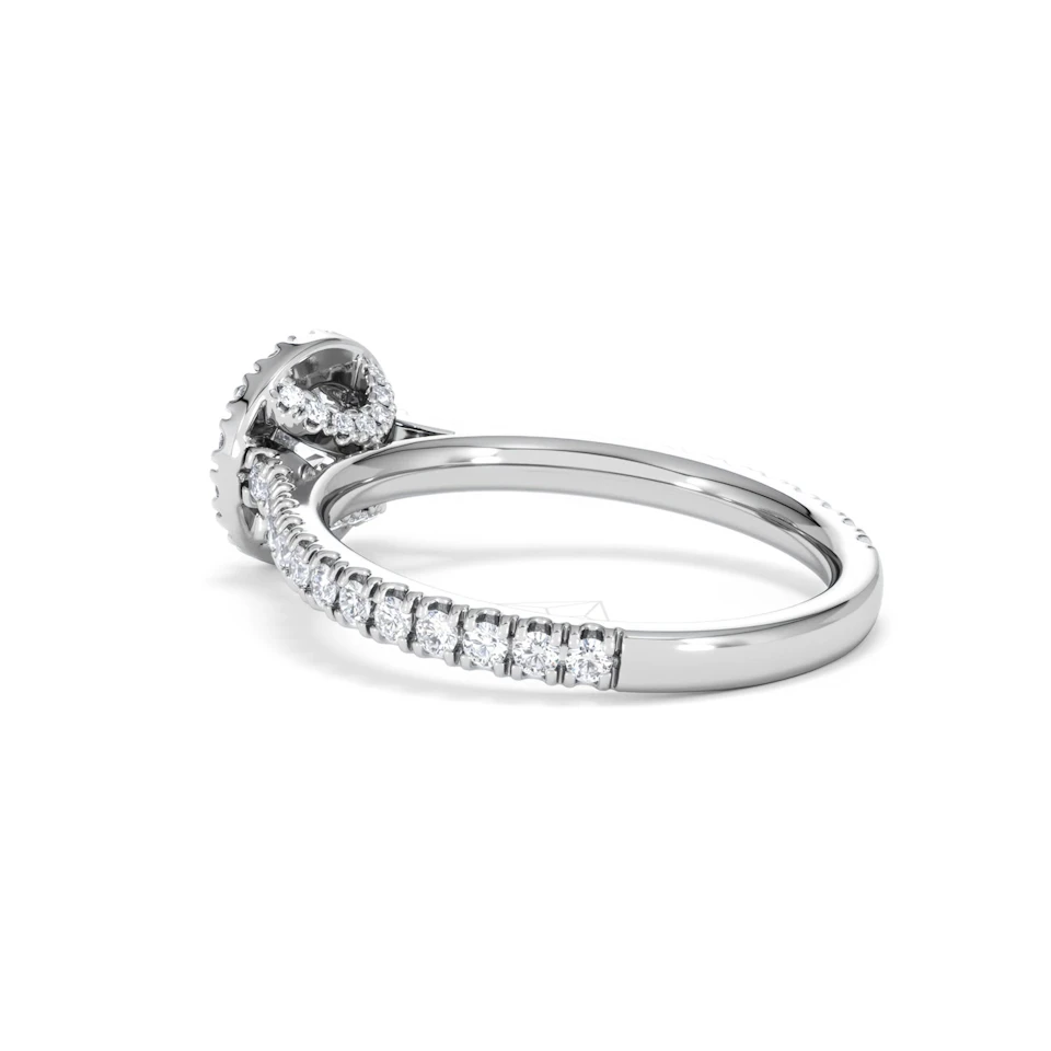 Reina Diamond Halo Engagement Ring in 18K White Gold 1.10ct G/SI2