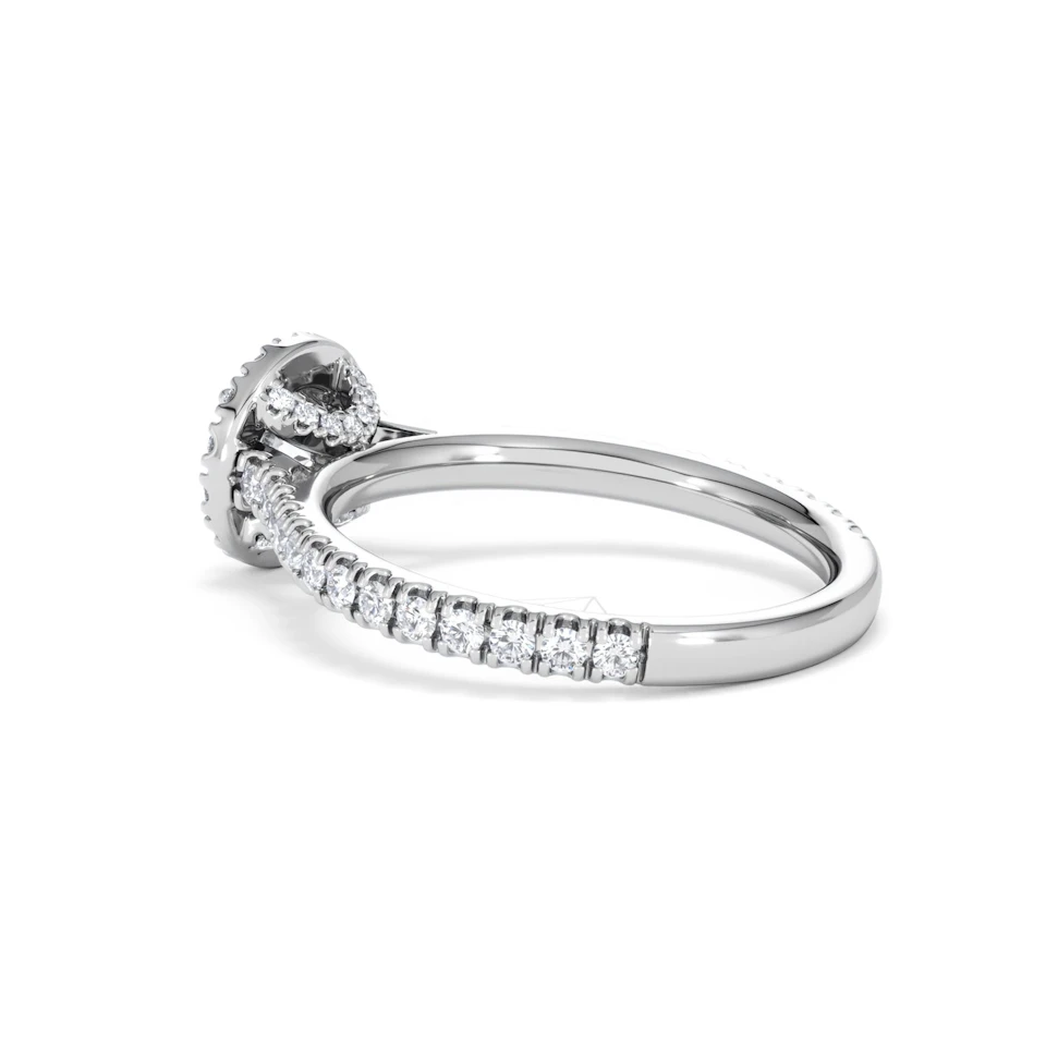 Reina Diamond Halo Engagement Ring in 18K White Gold 1.10ct G/SI2