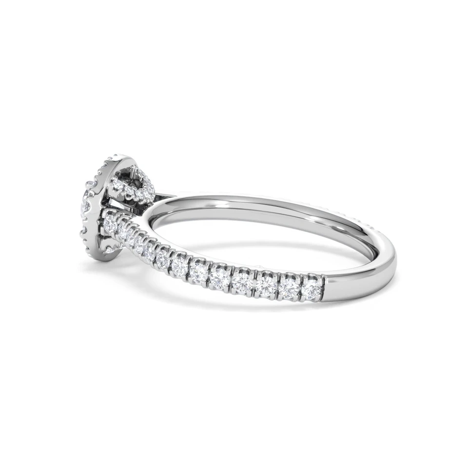 Reina Diamond Halo Engagement Ring in 18K White Gold 1.10ct G/SI2