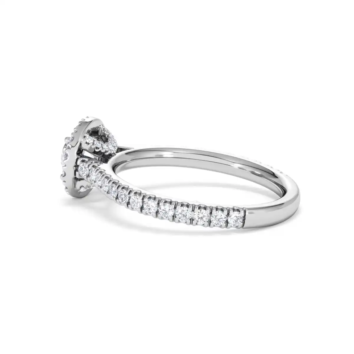Reina Lab Diamond Halo Engagement Ring in 18K White Gold 1.10ct F/VS1