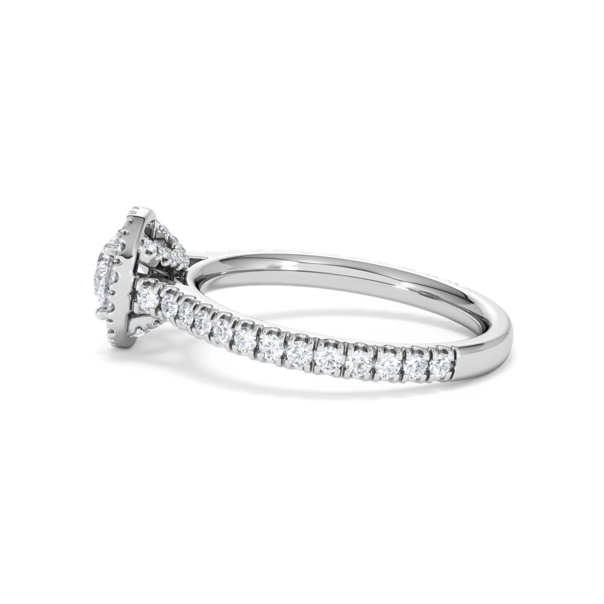 Reina Lab Diamond Halo Engagement Ring in 18K White Gold 1.10ct F/VS1
