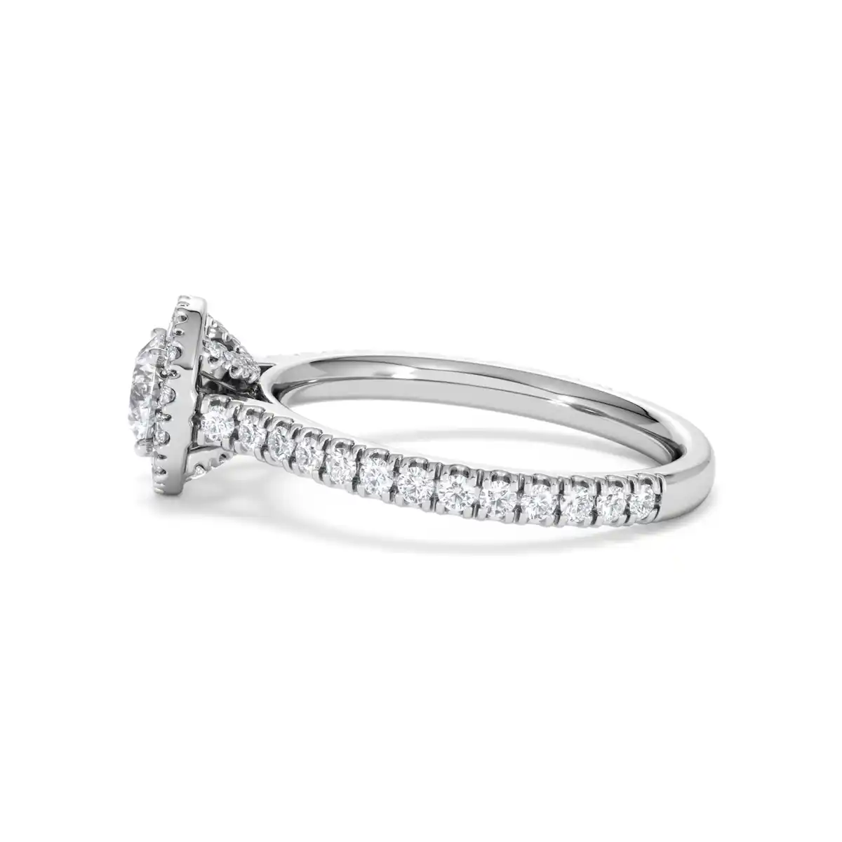 Reina Lab Diamond Halo Engagement Ring in 18K White Gold 1.10ct F/VS1