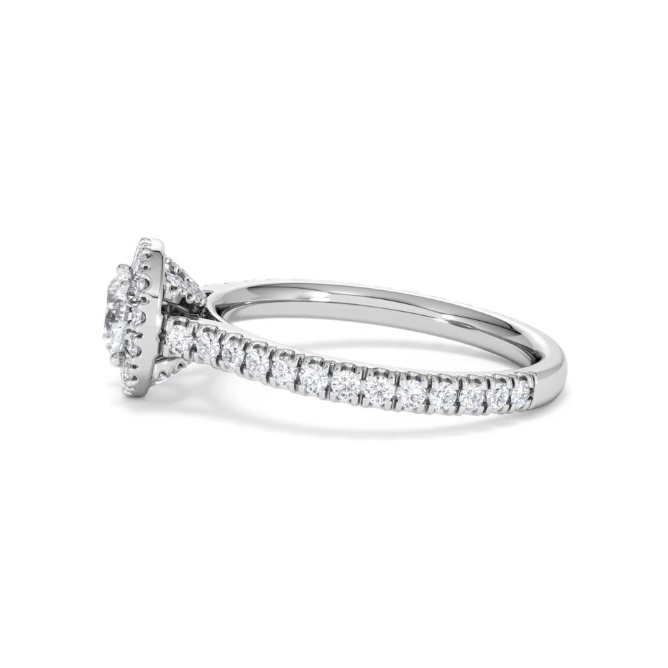 Reina Diamond Halo Engagement Ring in 18K White Gold 1.10ct G/SI2