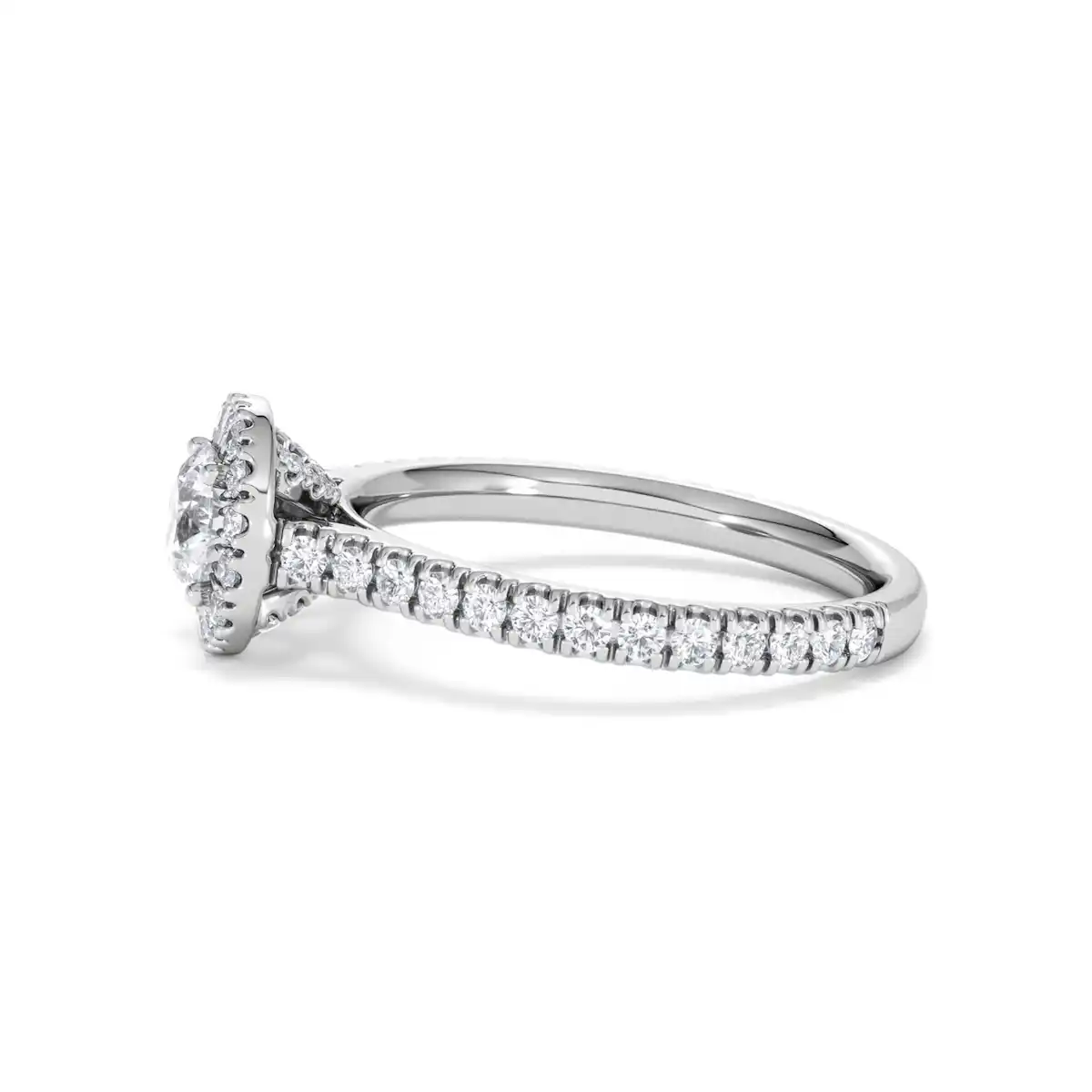 Reina Lab Diamond Halo Engagement Ring in 18K White Gold 1.10ct F/VS1