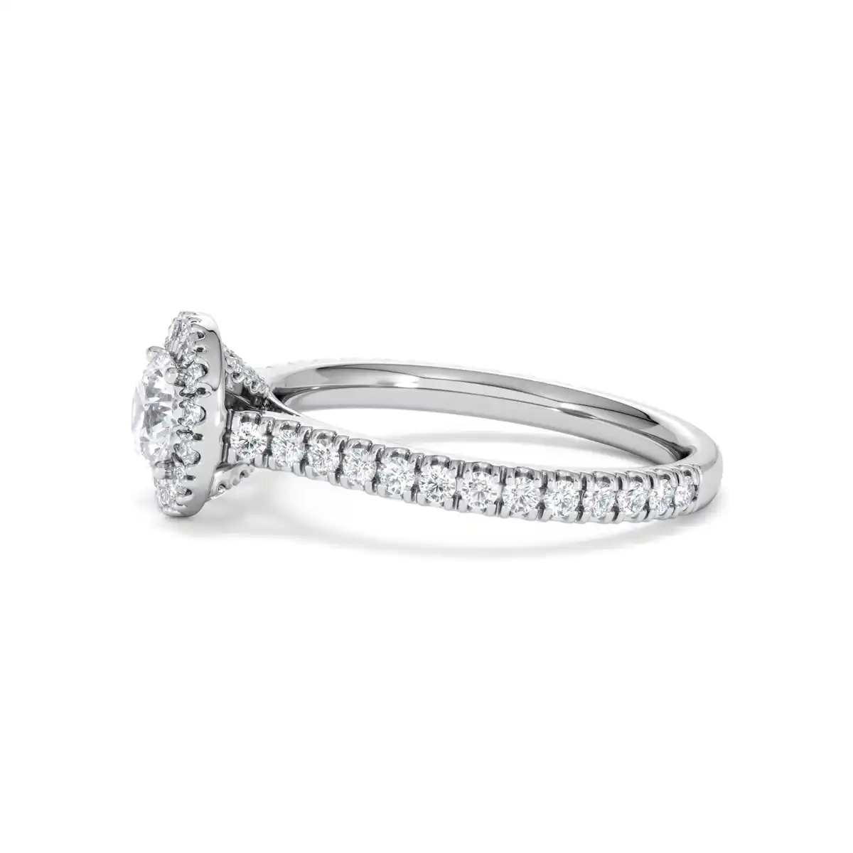 Reina Lab Diamond Halo Engagement Ring in 18K White Gold 1.10ct F/VS1