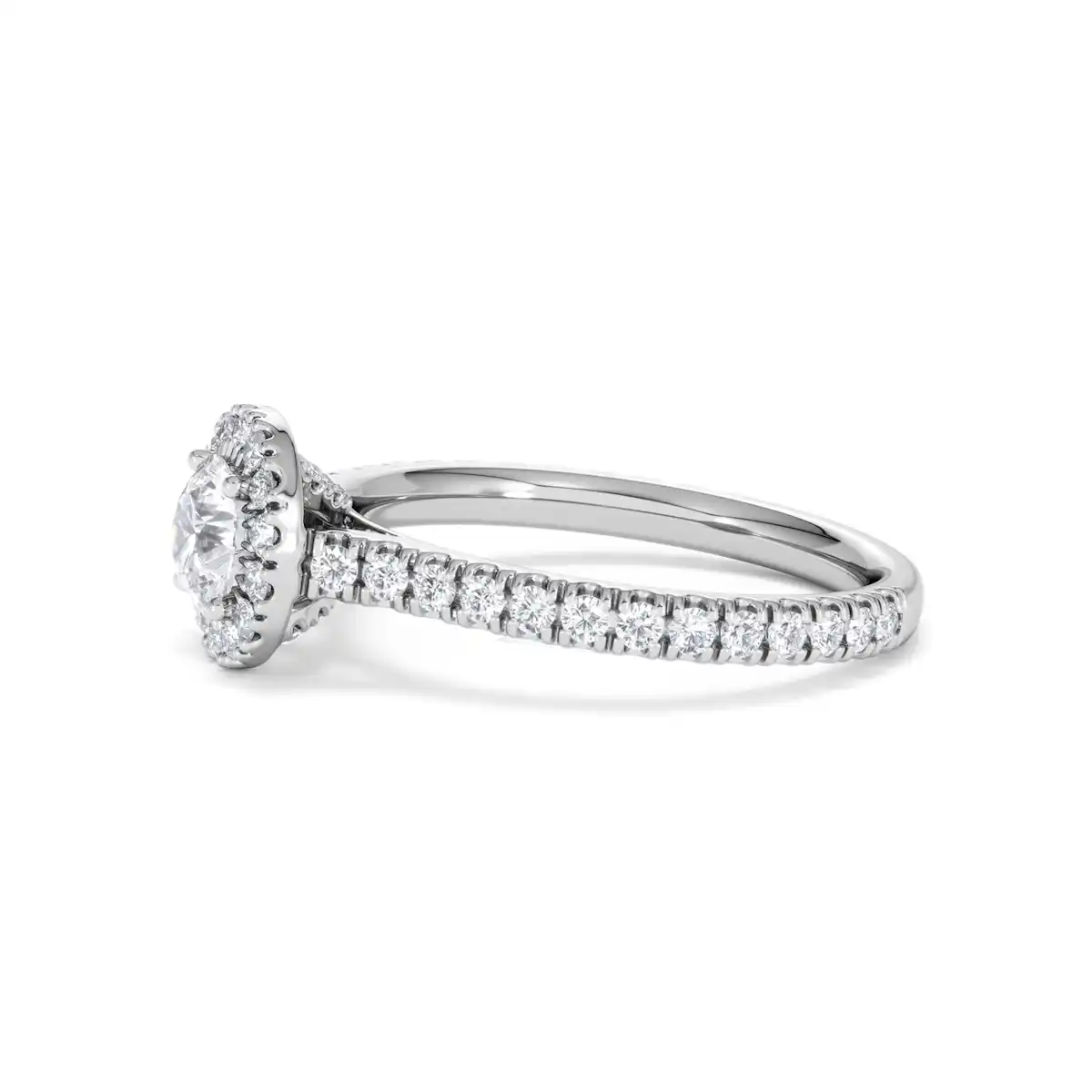 Reina Lab Diamond Halo Engagement Ring in 18K White Gold 1.10ct F/VS1