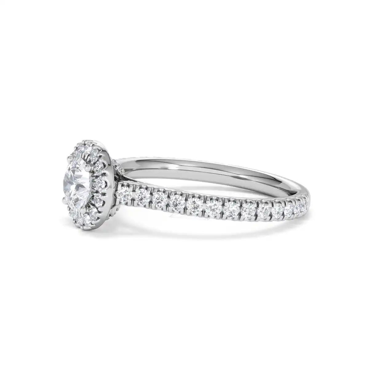 Reina Lab Diamond Halo Engagement Ring in 18K White Gold 1.10ct F/VS1