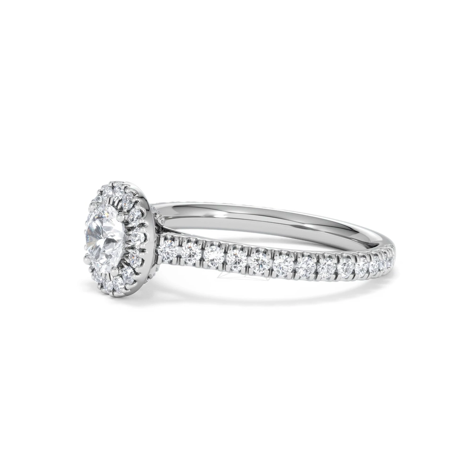 Reina Lab Diamond Halo Engagement Ring in 18K White Gold 1.10ct F/VS1