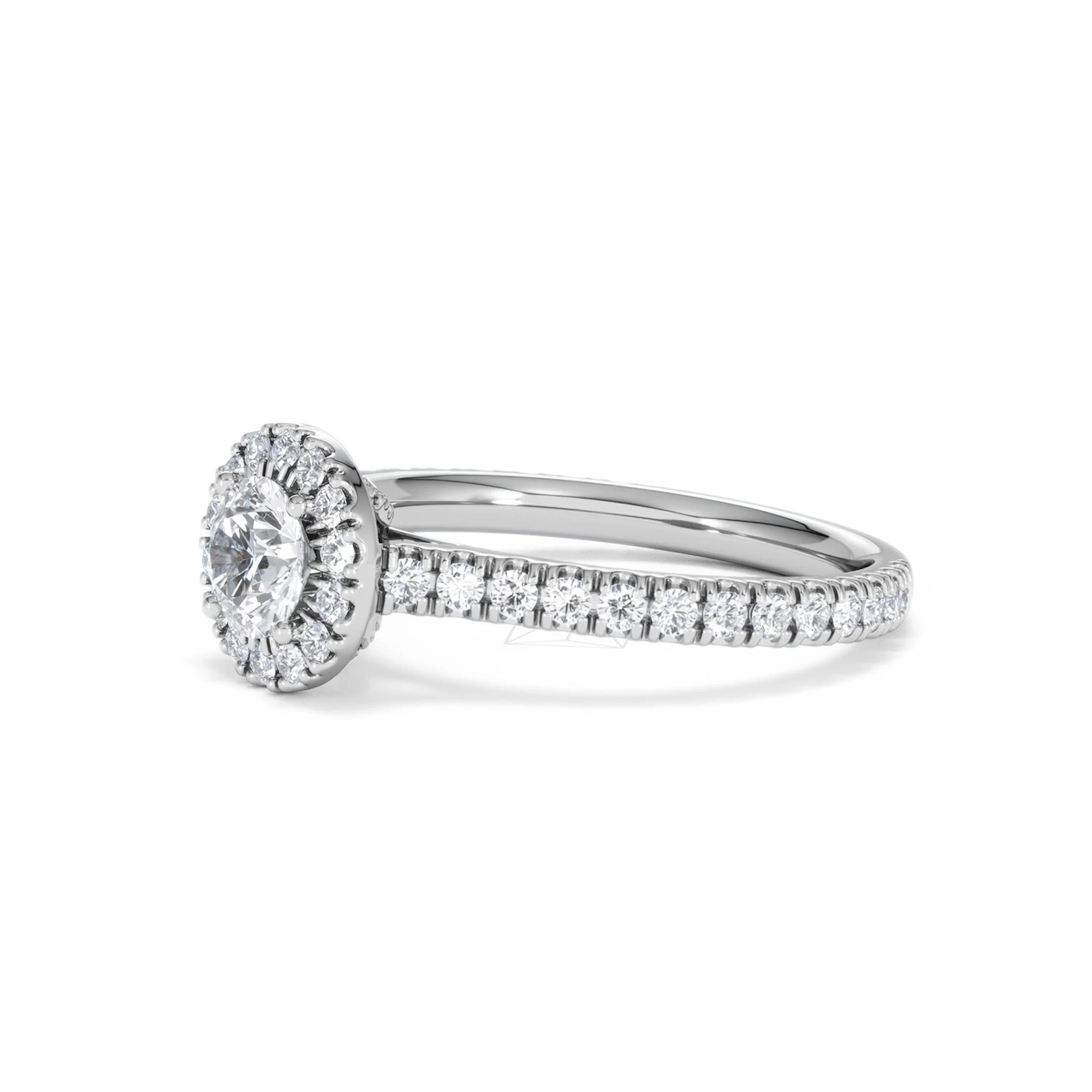 Reina Lab Diamond Halo Engagement Ring in 18K White Gold 1.10ct F/VS1