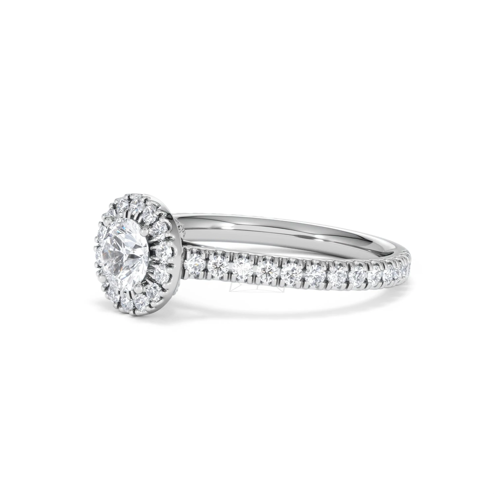 Reina Lab Diamond Halo Engagement Ring in 18K White Gold 1.10ct F/VS1