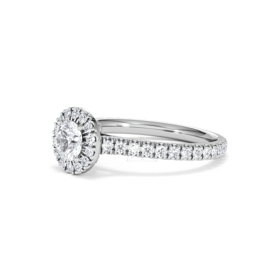 Reina Diamond Halo Engagement Ring in 18K White Gold 1.10ct G/SI2
