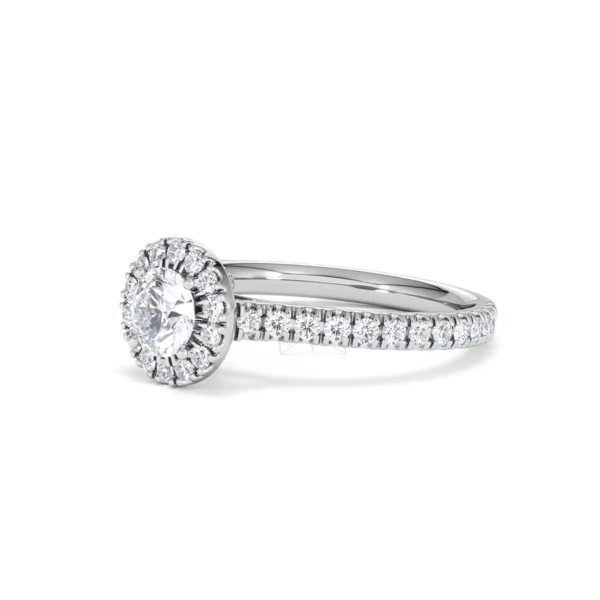 Reina Lab Diamond Halo Engagement Ring in 18K White Gold 1.10ct F/VS1