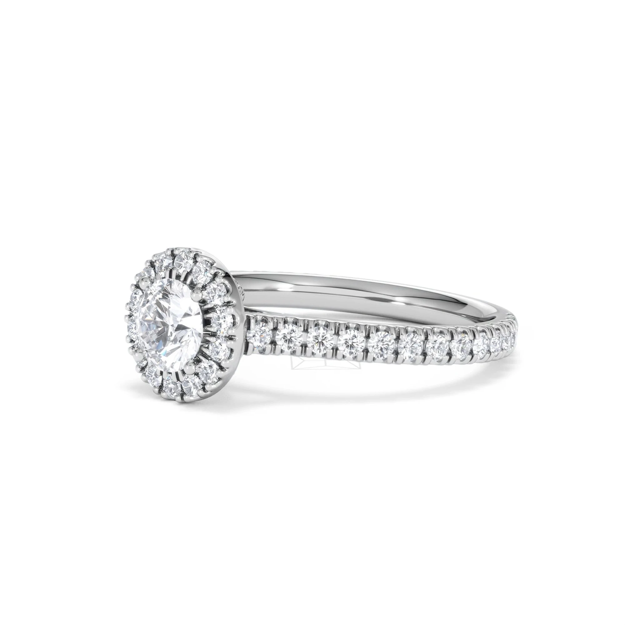 Reina Lab Diamond Halo Engagement Ring in 18K White Gold 1.10ct F/VS1