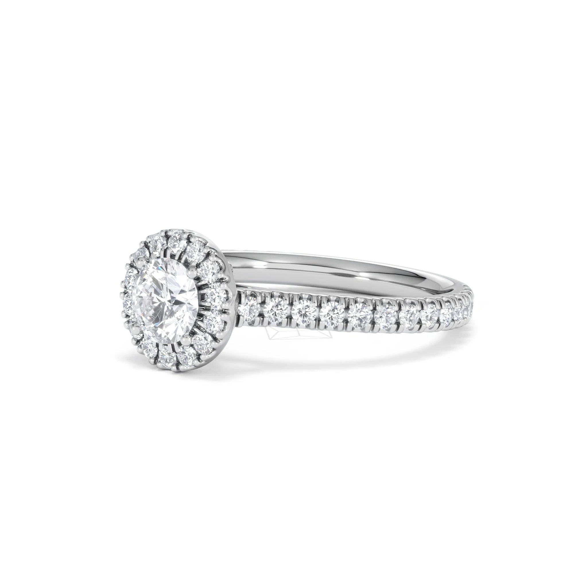 Reina Lab Diamond Halo Engagement Ring in 18K White Gold 1.10ct F/VS1