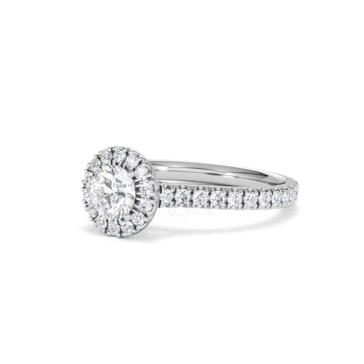 Reina Lab Diamond Halo Engagement Ring in 18K White Gold 1.10ct F/VS1