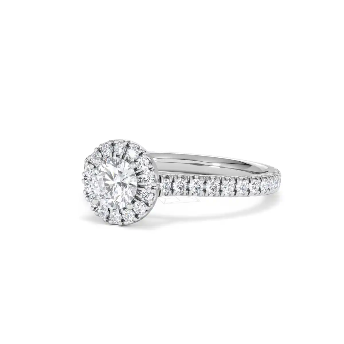 Reina Lab Diamond Halo Engagement Ring in 18K White Gold 1.10ct F/VS1