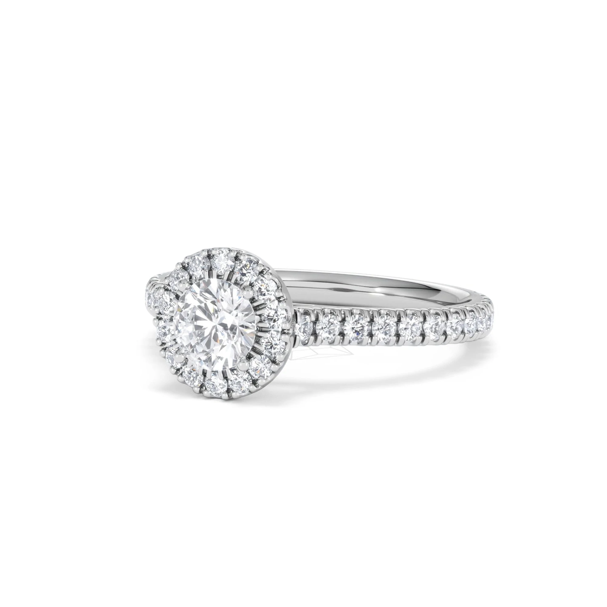 Reina Lab Diamond Halo Engagement Ring in 18K White Gold 1.10ct F/VS1