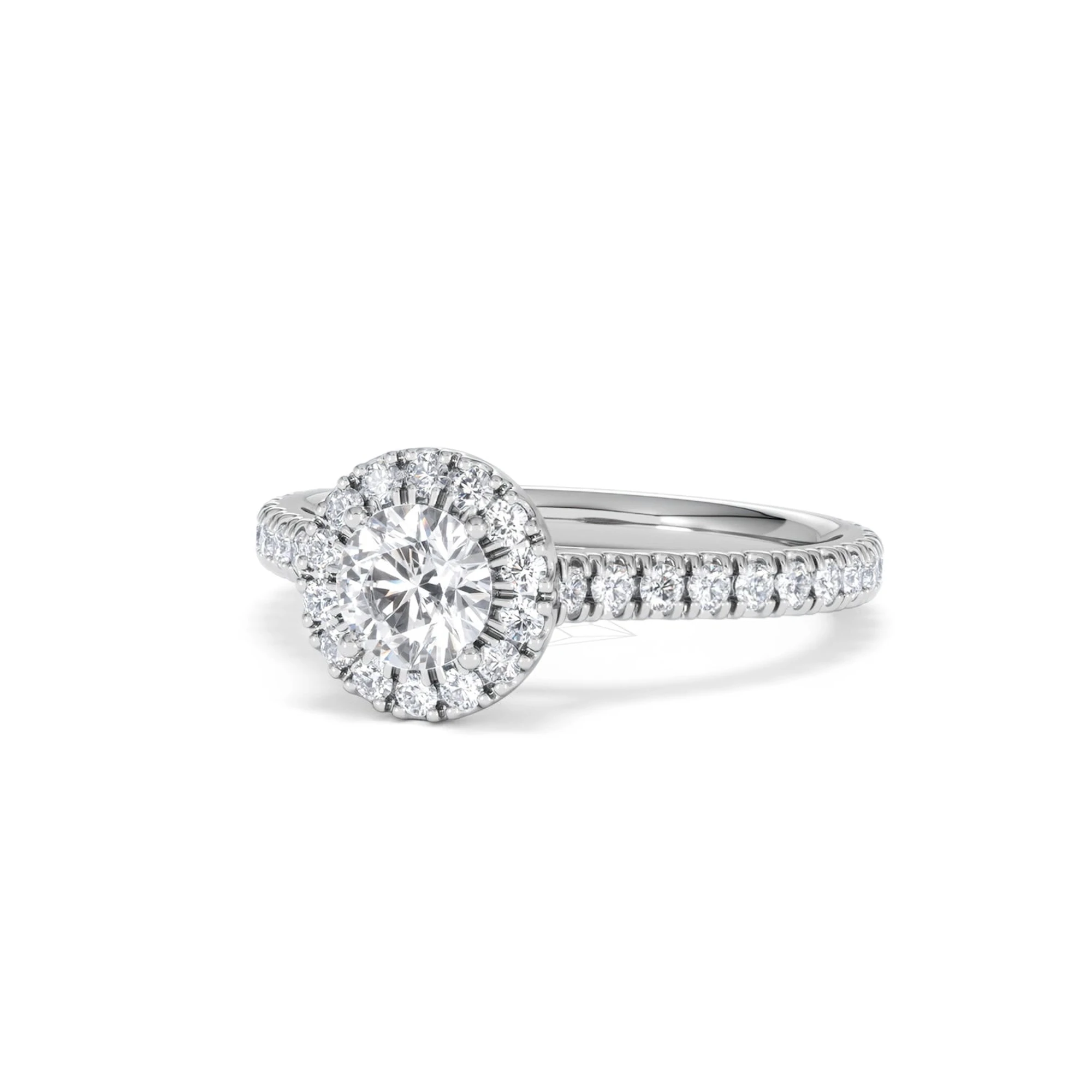 Reina Lab Diamond Halo Engagement Ring in 18K White Gold 1.10ct F/VS1