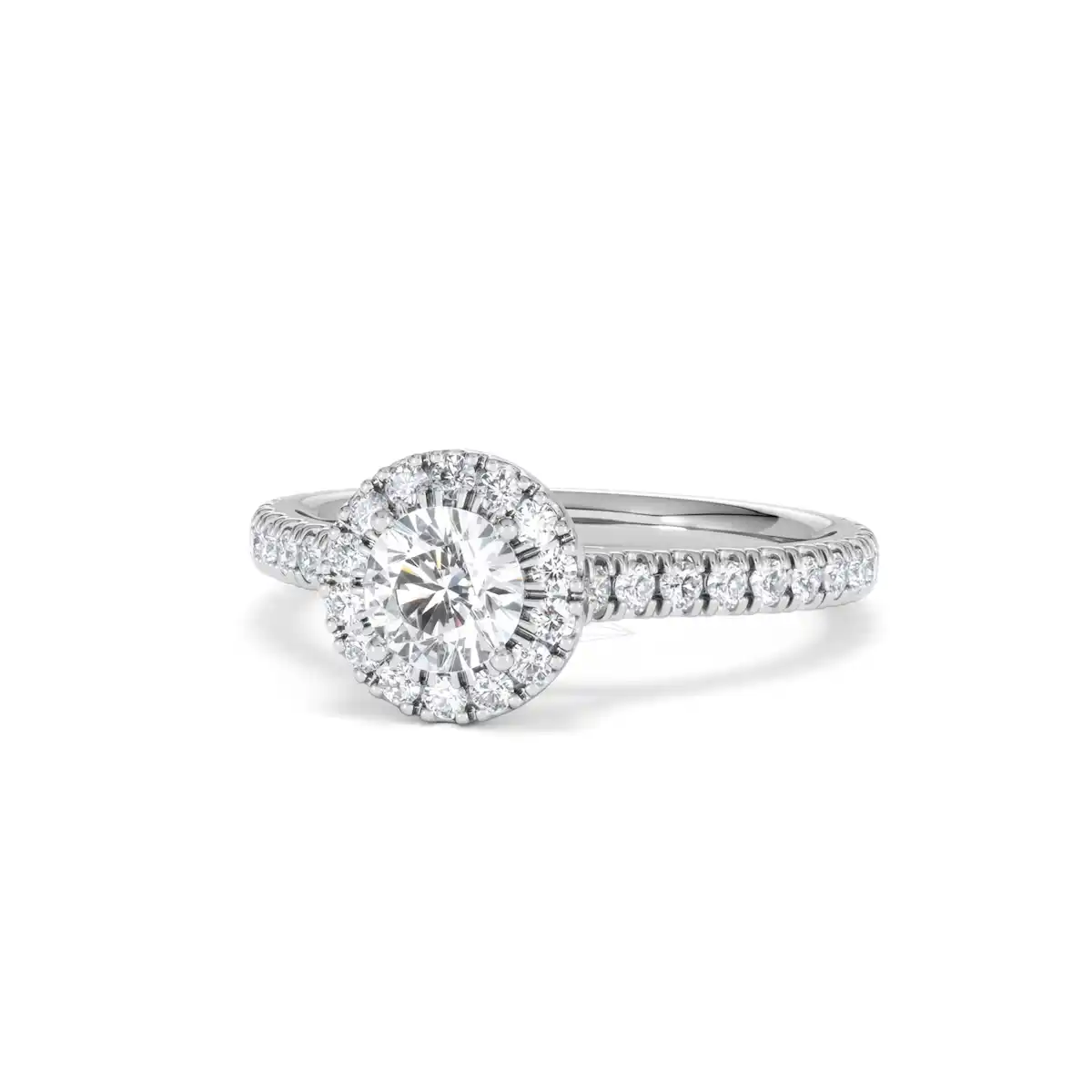 Reina Lab Diamond Halo Engagement Ring in 18K White Gold 1.10ct F/VS1