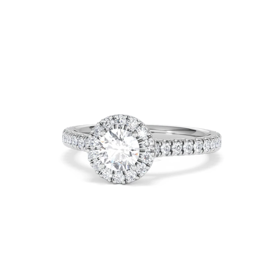 Reina Diamond Halo Engagement Ring in Platinum 1.10ct G/SI2