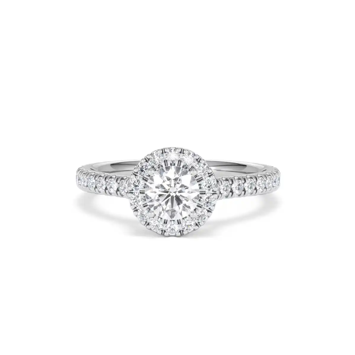 Reina Lab Diamond Halo Engagement Ring in 18K White Gold 1.10ct F/VS1