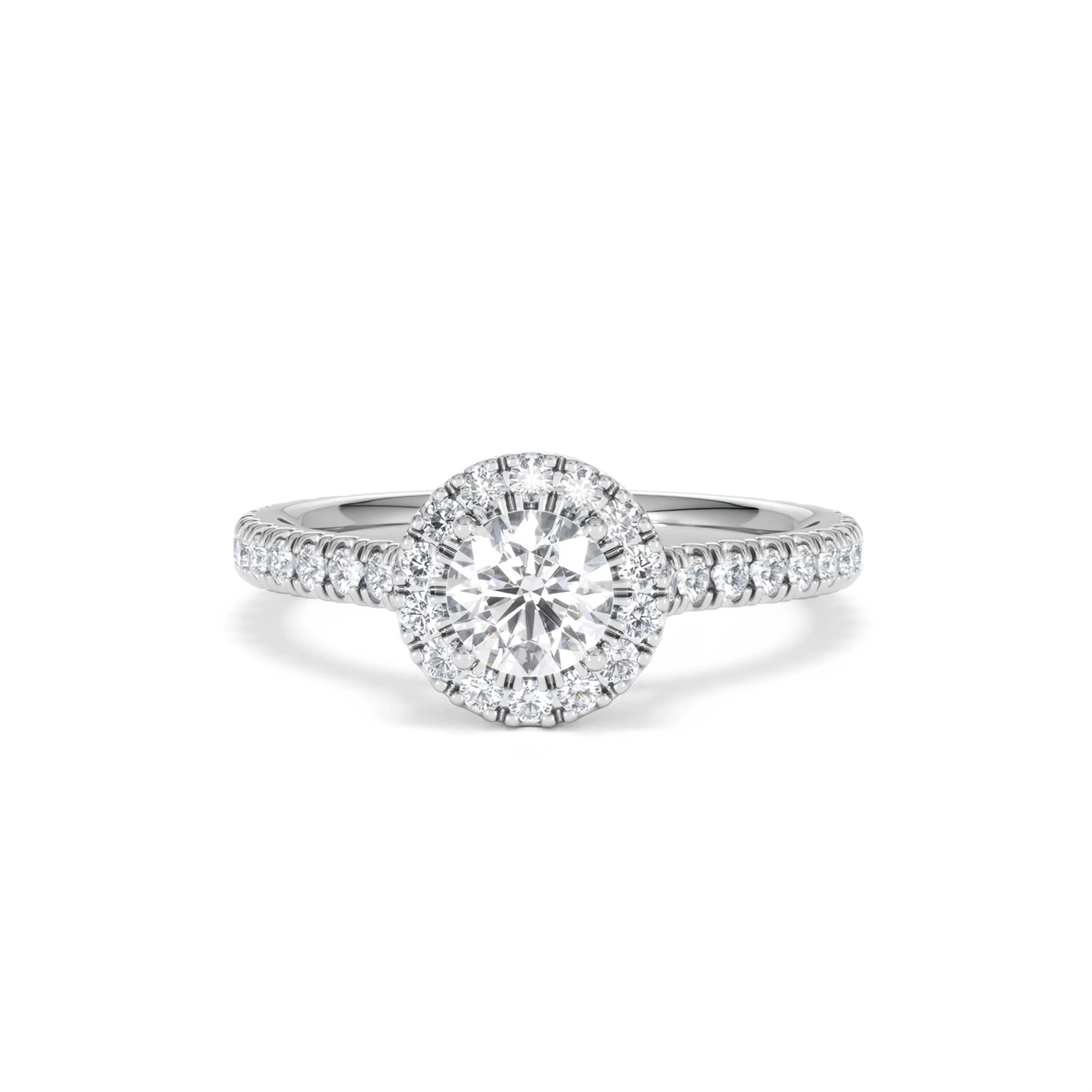 Reina Lab Diamond Halo Engagement Ring in 18K White Gold 1.10ct F/VS1