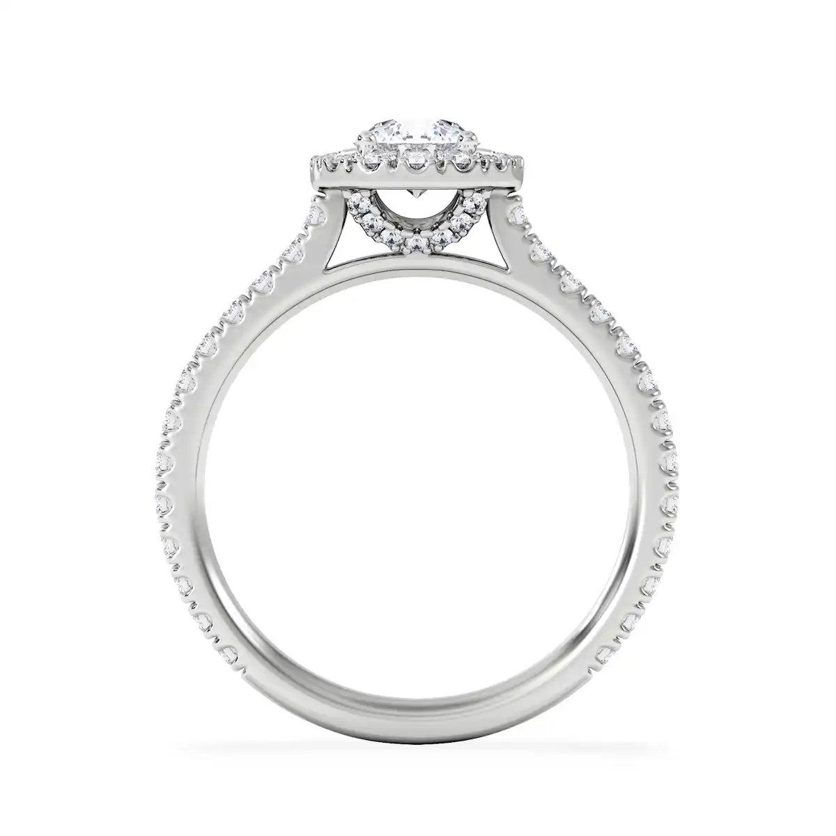 Reina Lab Diamond Halo Engagement Ring in 18K White Gold 1.10ct F/VS1