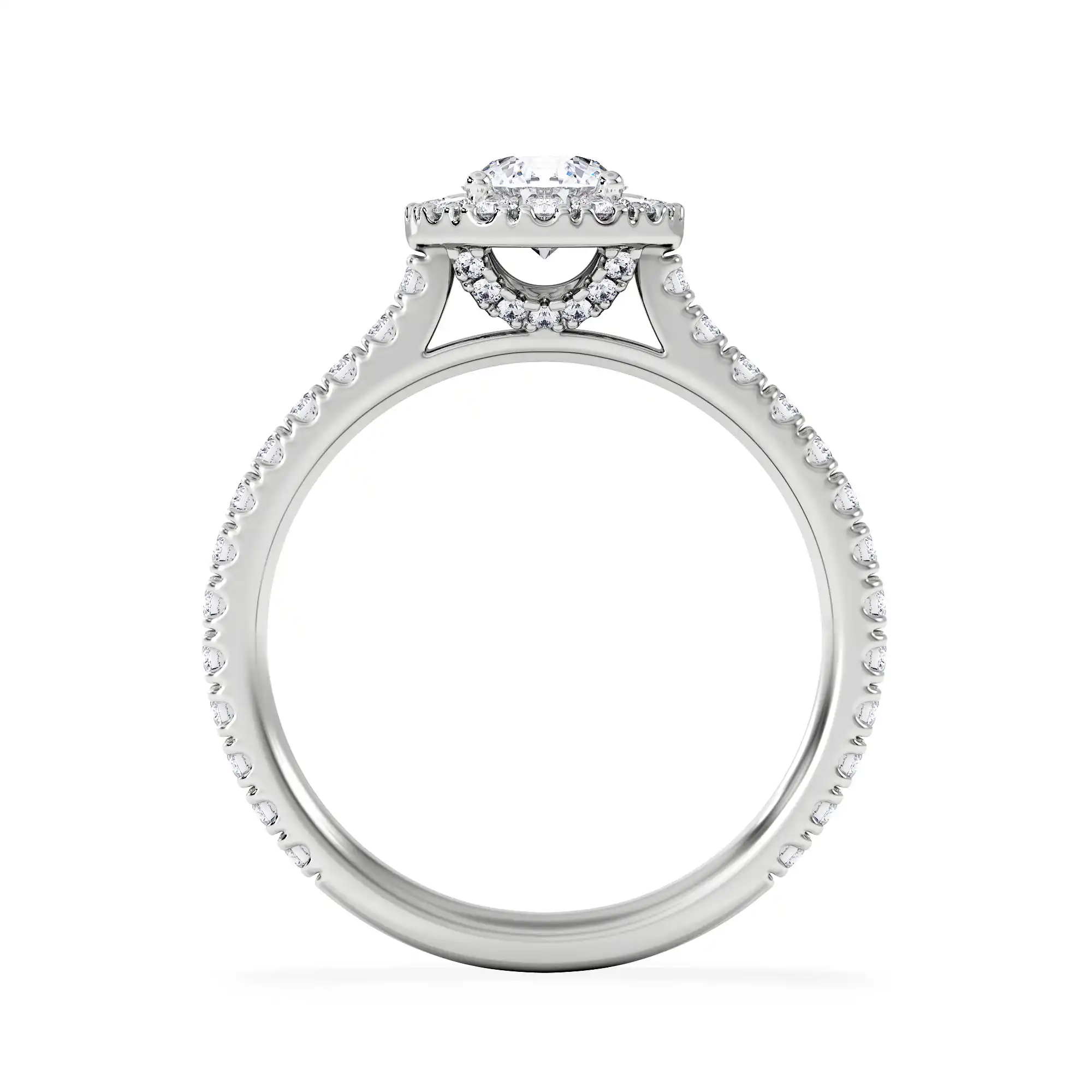 Reina Lab Diamond Halo Engagement Ring in 18K White Gold 1.10ct F/VS1
