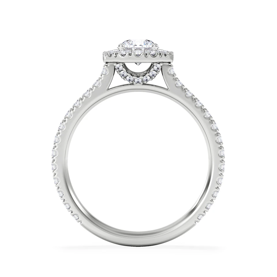 Reina Diamond Halo Engagement Ring in 18K White Gold 1.10ct G/SI2