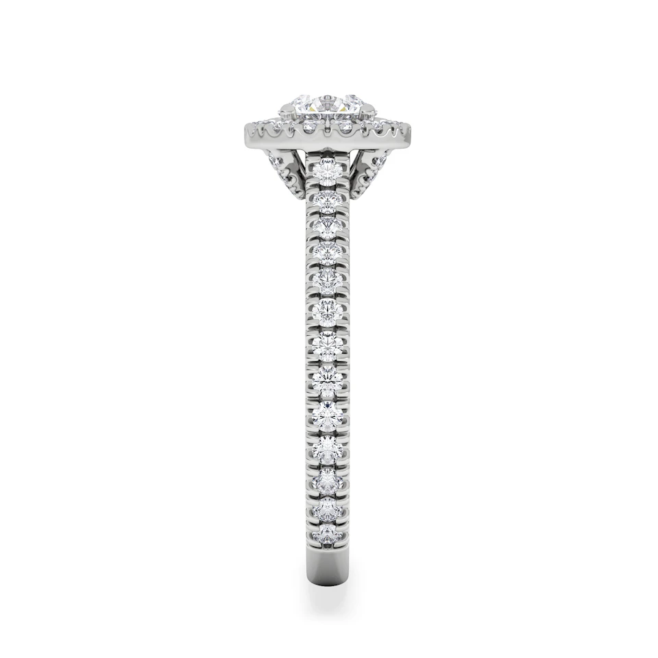 Reina Diamond Halo Engagement Ring in 18K White Gold 1.10ct G/SI2