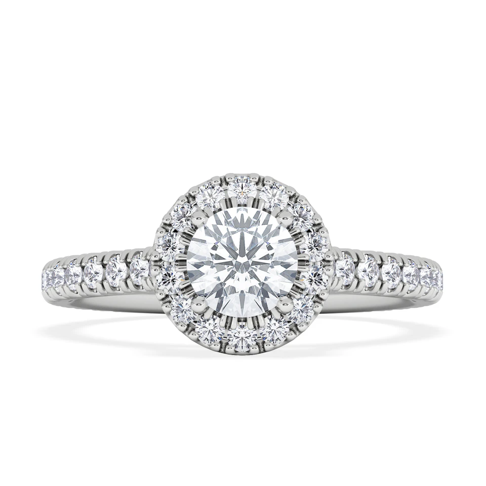 Reina Lab Diamond Halo Engagement Ring in 18K White Gold 1.10ct F/VS1