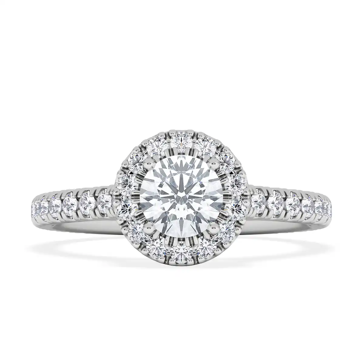 Reina Lab Diamond Halo Engagement Ring in 18K White Gold 1.10ct F/VS1