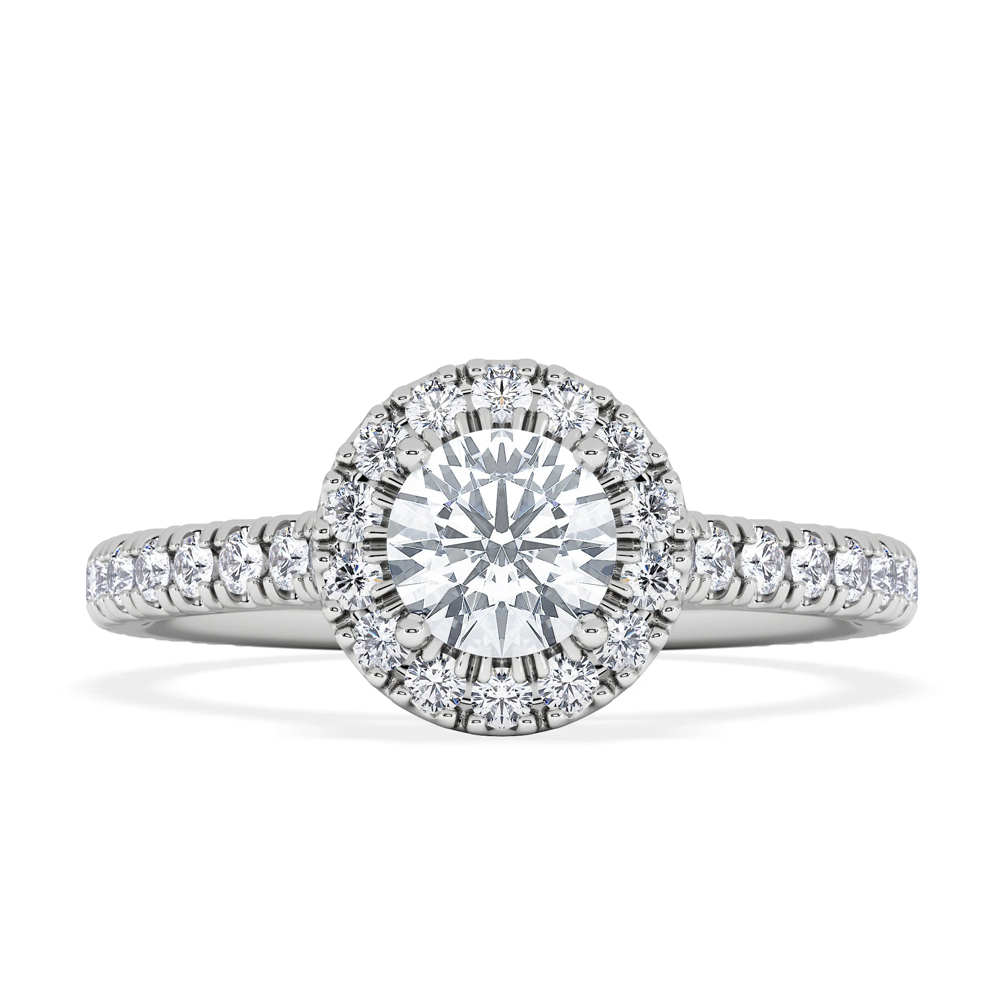 Reina Lab Diamond Halo Engagement Ring in 18K White Gold 1.10ct F/VS1