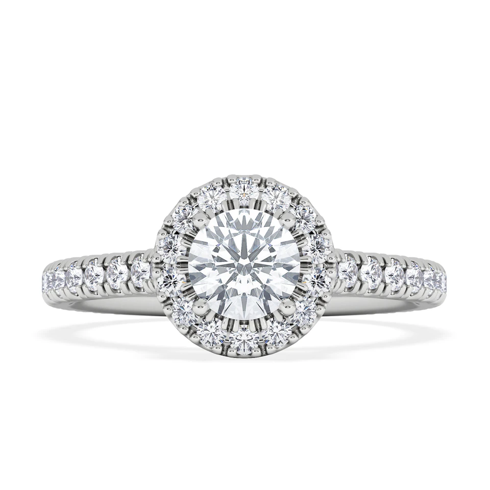 Reina Lab Diamond Halo Engagement Ring in Platinum 1.10ct F/VS1