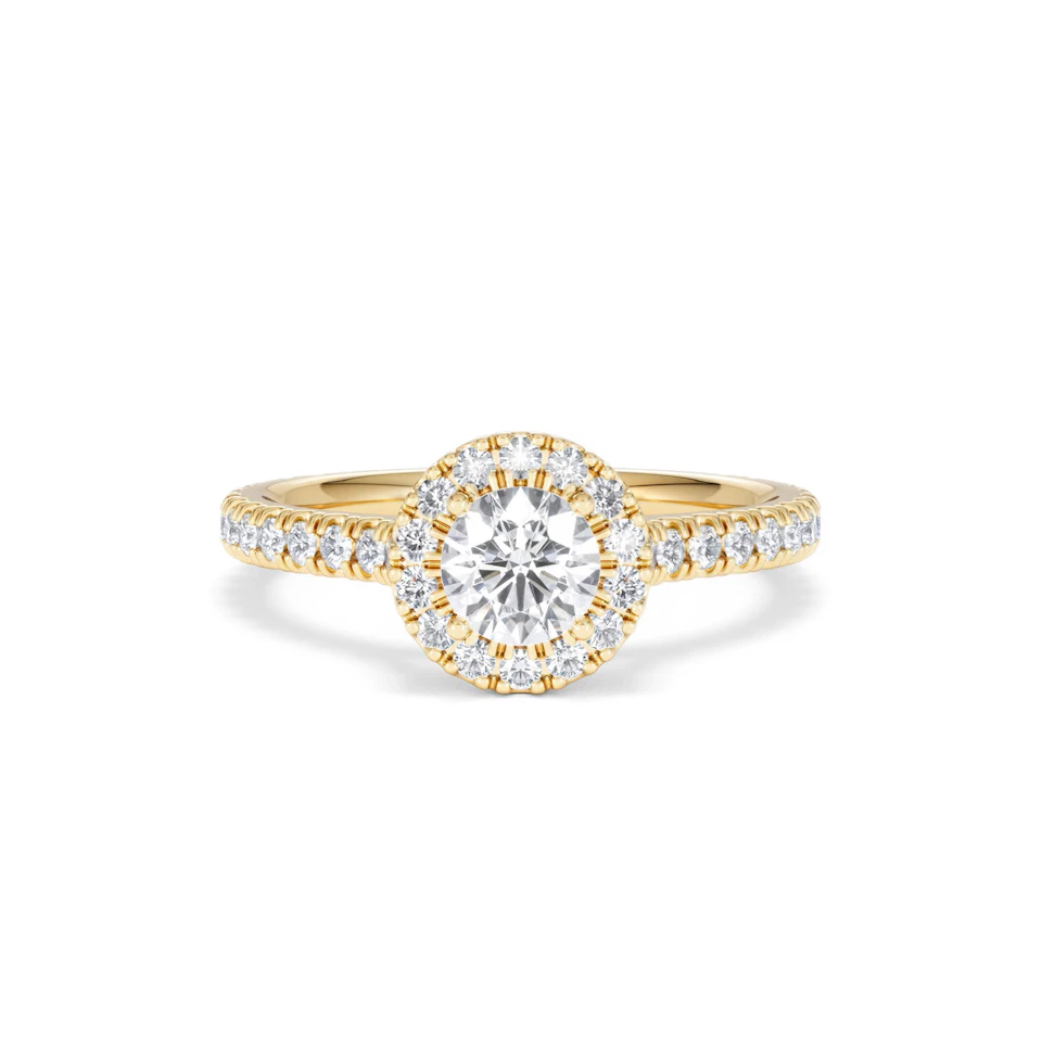 Reina Lab Diamond Halo Engagement Ring in 18K Gold 1.10ct F/VS1