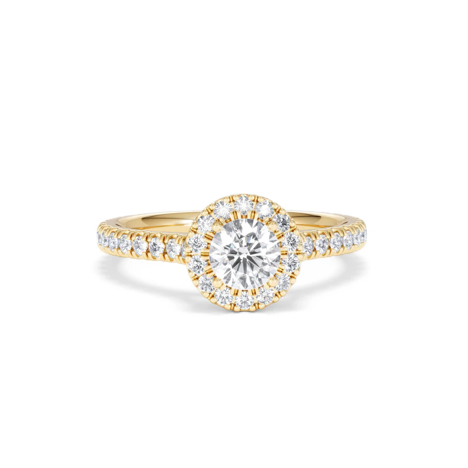 Reina Lab Diamond Halo Engagement Ring in 18K Gold 1.10ct F/VS1