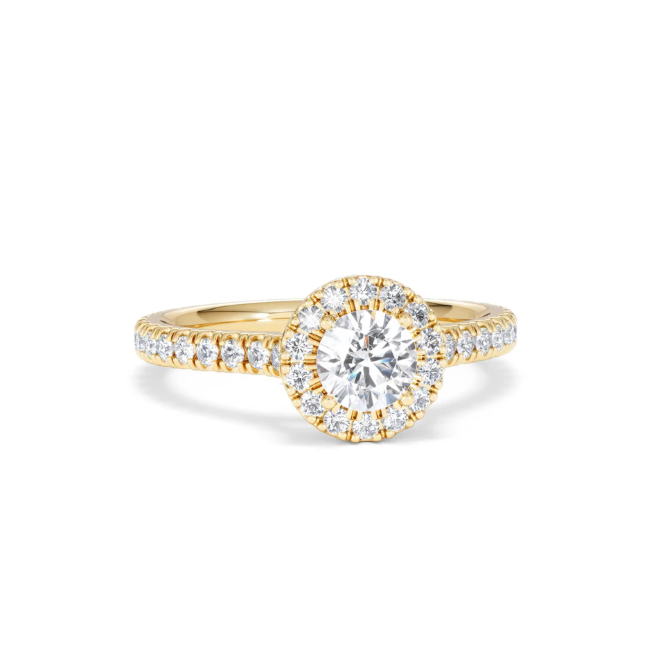 Reina Lab Diamond Halo Engagement Ring in 18K Gold 1.10ct F/VS1