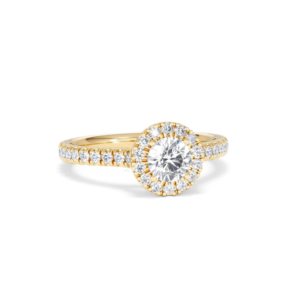 Reina Lab Diamond Halo Engagement Ring in 18K Gold 1.10ct F/VS1
