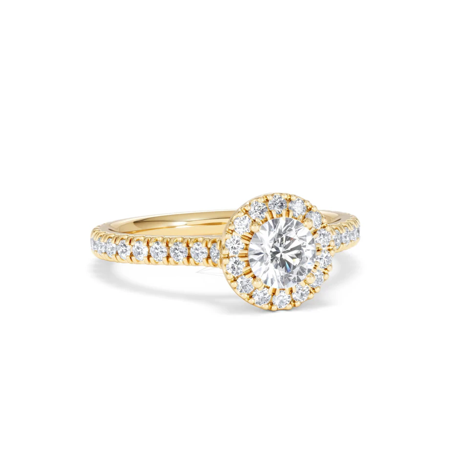 Reina Lab Diamond Halo Engagement Ring in 18K Gold 1.10ct F/VS1