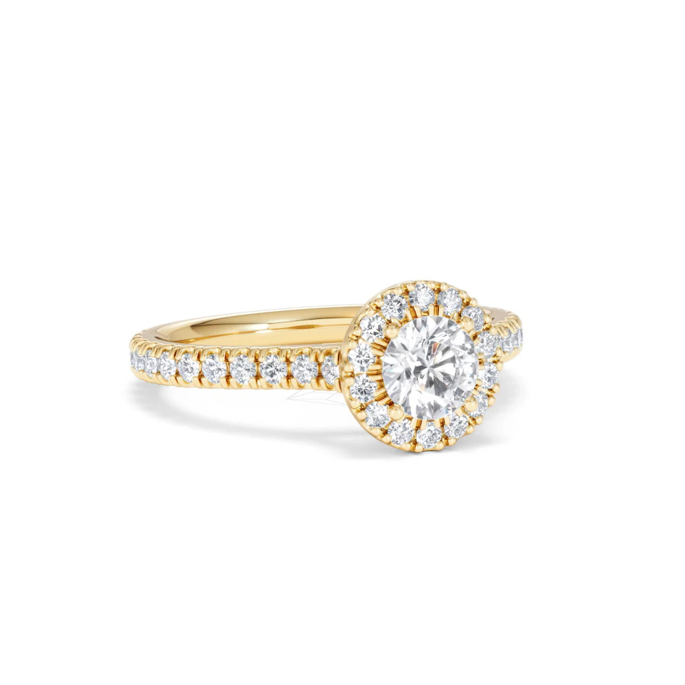 Reina Lab Diamond Halo Engagement Ring in 18K Gold 1.10ct F/VS1