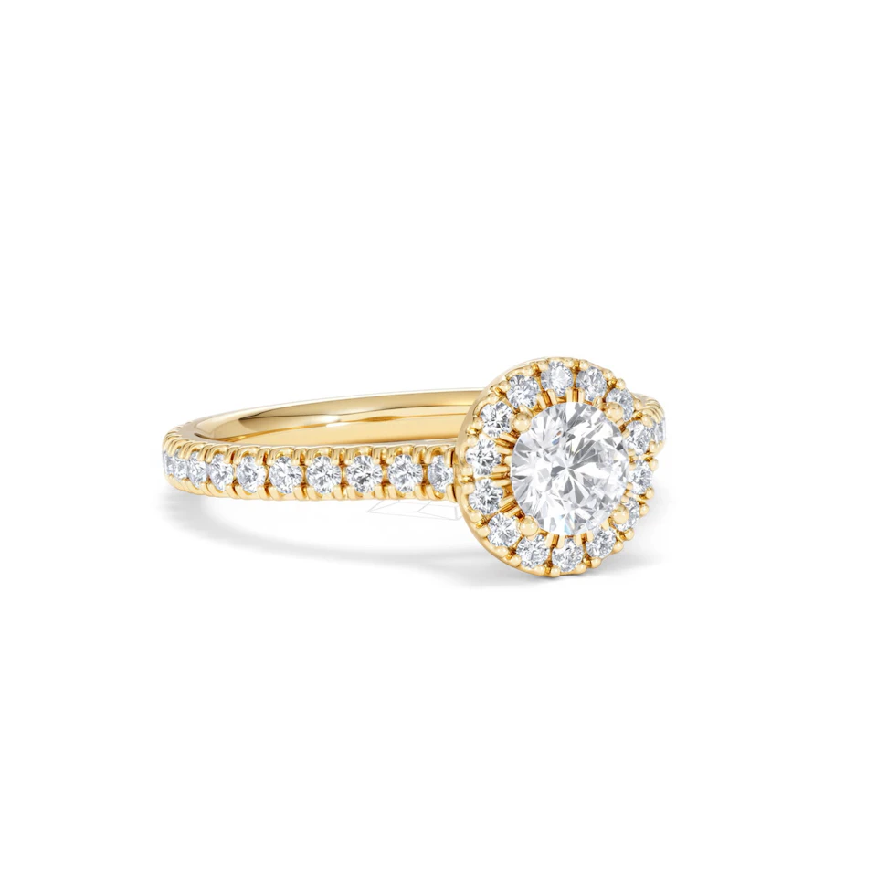 Reina Lab Diamond Halo Engagement Ring in 18K Gold 1.10ct F/VS1