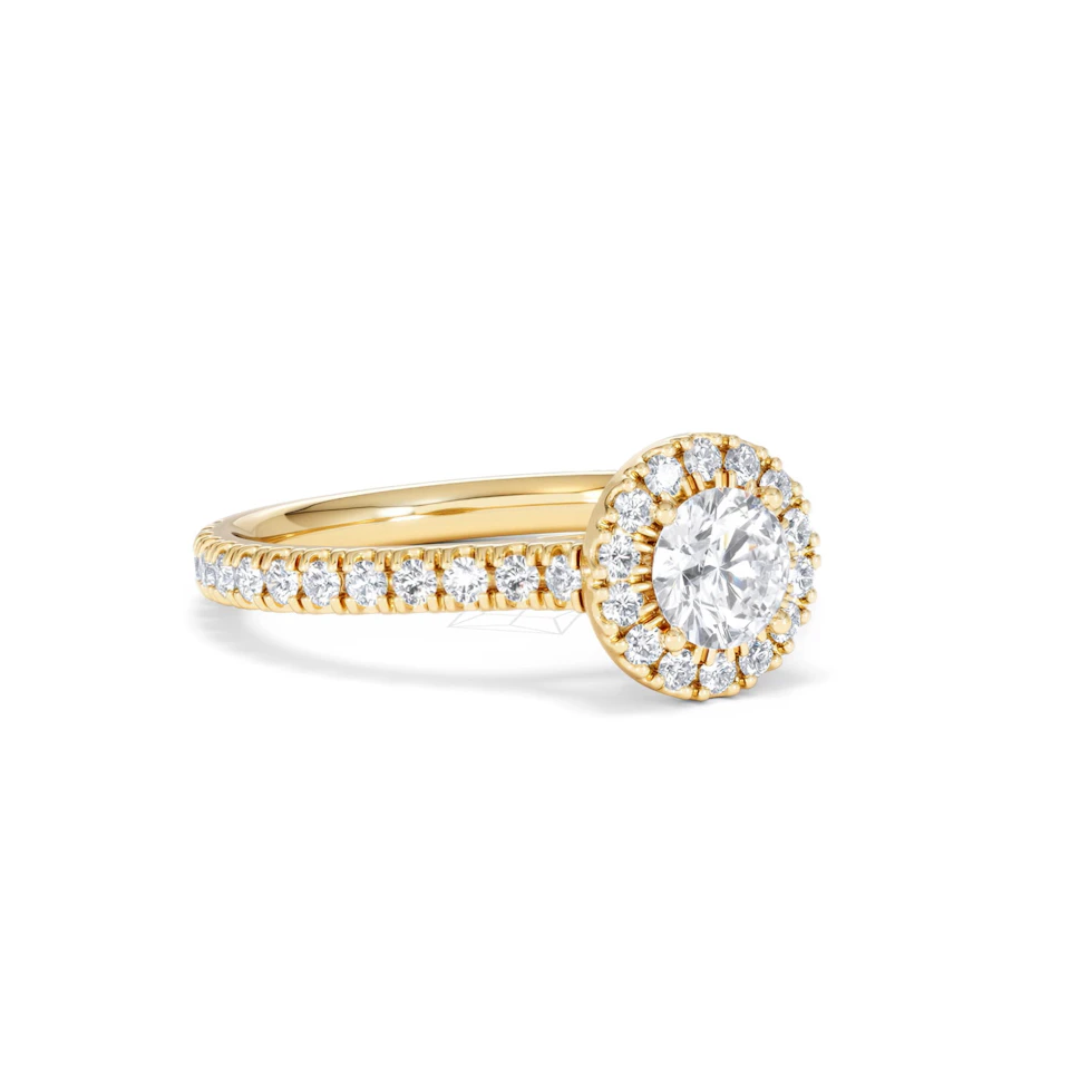 Reina Lab Diamond Halo Engagement Ring in 18K Gold 1.10ct F/VS1