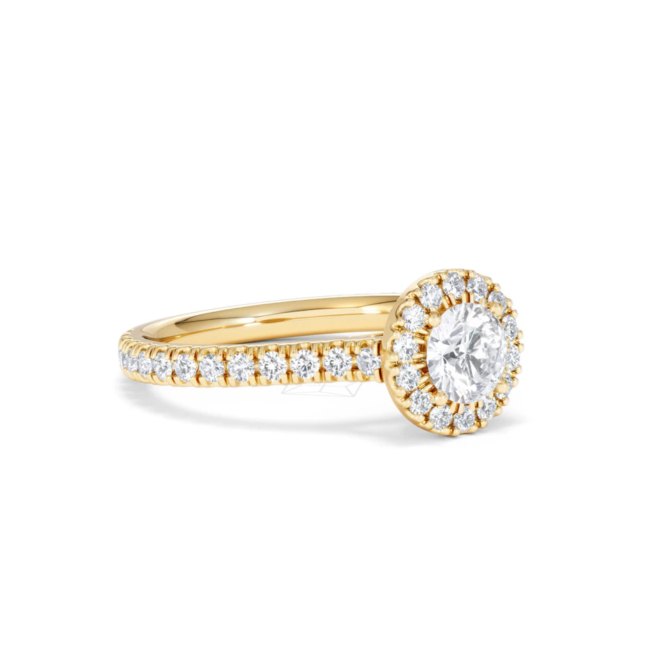 Reina Lab Diamond Halo Engagement Ring in 18K Gold 1.10ct F/VS1